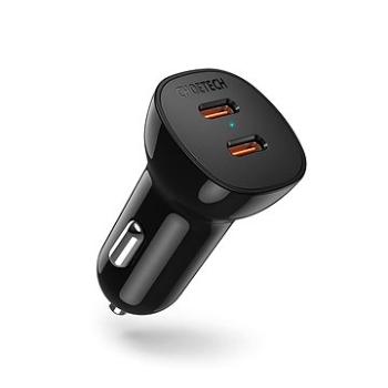Choetech dual C-ports PD40W car charger black with color box package (TC0008)