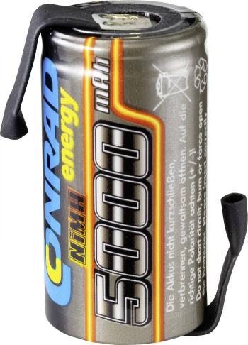 Conrad energy slot pre akumulátor Ni-MH Sub-C 1.2 V 5000 mAh so spájkovacími okami