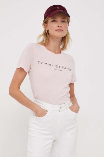 Bavlnené tričko Tommy Hilfiger dámsky,šedá farba,WW0WW40276