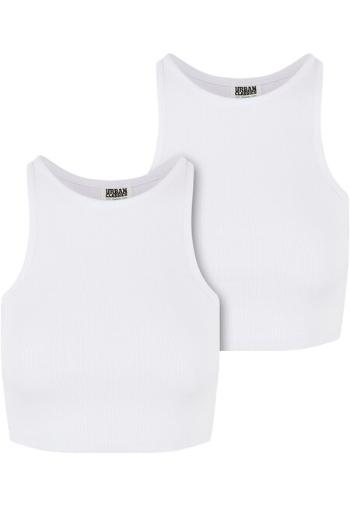 Urban Classics Ladies Organic Cropped Rib Top 2-Pack white/white - XXL