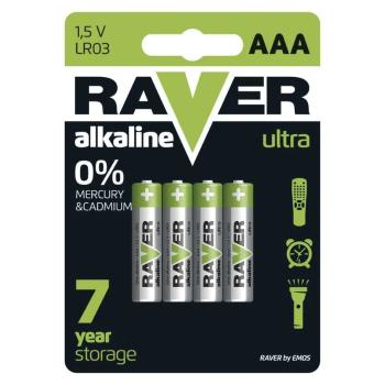 EMOS Alkalická batéria RAVER AAA (LR03), 4ks B7911