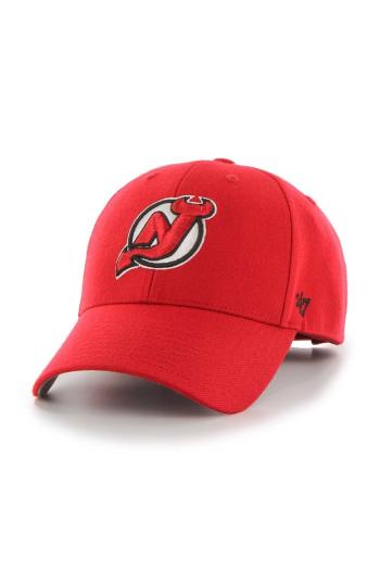 Šiltovka s prímesou vlny 47 brand NHL New Jersey Devils červená farba, s nášivkou, H-MVP11WBV-RD