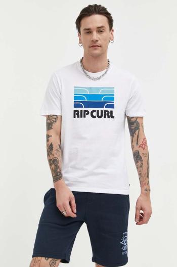 Bavlnené tričko Rip Curl biela farba, s potlačou