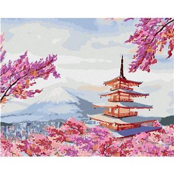 Maľovanie podľa čísel – Japonsko chrám a ružové kvety (HRAbz33373nad)