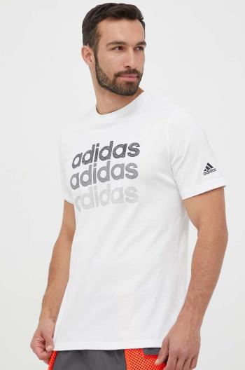 Bavlnené tričko adidas biela farba, s potlačou