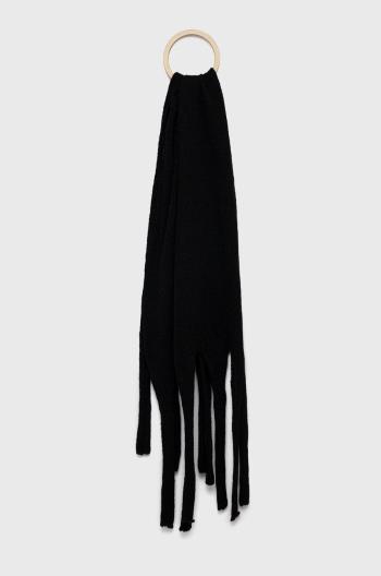 Šál s prímesou vlny Sisley čierna farba, jednofarebný