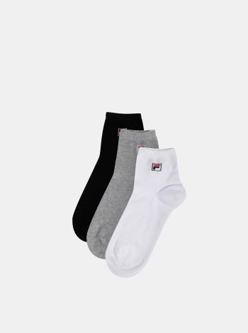 Sada troch párov členkových ponožiek v bielej, čiernej a šedej farbe FILA