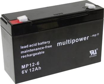 multipower PB-6-12-6,35 MP12-6 olovený akumulátor 6 V 12 Ah olovený so skleneným rúnom (š x v x h) 151 x 99 x 50 mm ploc