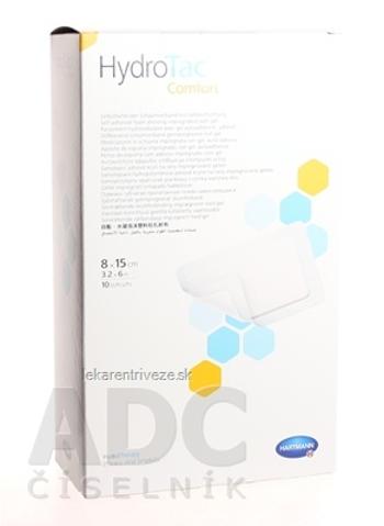 HydroTac Comfort - krytie na rany penové hydropol. impregnované gélom, samolepiace (8x15 cm) 1x10 ks