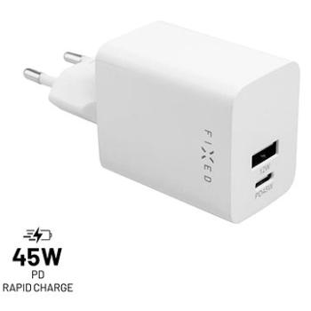 FIXED PD Rapid Charge Mini s USB-C a USB výstupom 45W biela (FIXC45M-CU-WH)