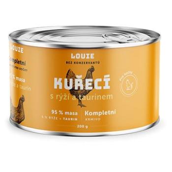 LOUIE Kompl. krmivo pre mačky - kuracie (95 %) s ryžou (5 %) a taurínom 200 g (8595174345641)