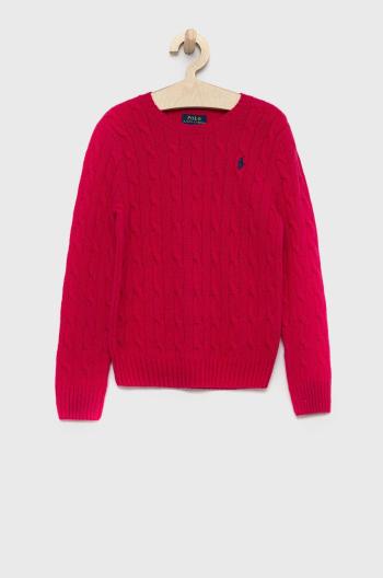 Detský vlnený sveter Polo Ralph Lauren ružová farba, tenký