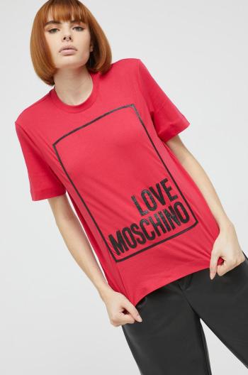 Bavlnené tričko Love Moschino červená farba