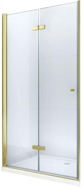 MEXEN - Lima skladacie sprchové dvere 70 cm, číre sklo, zlatý sa stenovým profilom 856-070-000-50-00