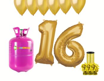HeliumKing Hélium párty set na 16. narodeniny so zlatými balónmi