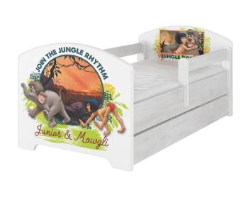 Detská posteľ so zábranou - Kniha džunglí - dekor nórska borovica Oskar bed - The jungle book 160x80 cm posteľ + úložný priestor