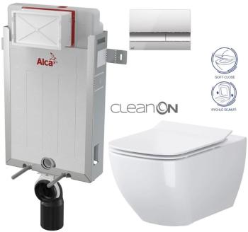 ALCADRAIN Renovmodul - predstenový inštalačný systém s chrómovým tlačidlom M1721 + WC CERSANIT CLEANON VIRGO + SEDADLO AM115/1000 M1721 ME1