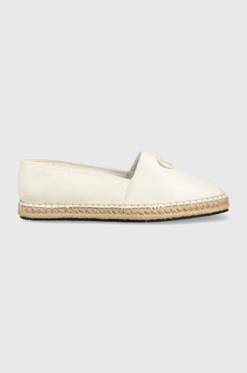 Kožené espadrilky Calvin Klein ESPADRILLE W/HW biela farba, HW0HW01457