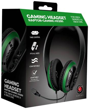 Raptor Gaming HX200 herný headset jack 3,5 mm káblový cez uši čierna / zelená stereo