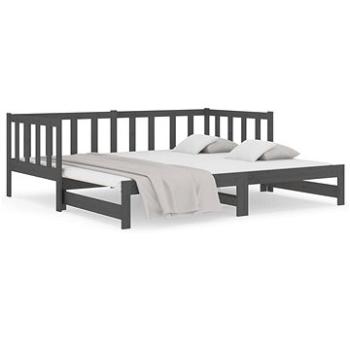 Výsuvná posteľ sivá 2× (90 × 190) cm masívna borovica, 814666