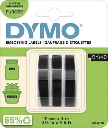 DYMO 3D raziacej páska, lepiaca páska sada 3 ks  Farba pásky: čierna Farba písma: biela 9 mm 3 m