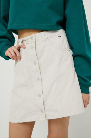 manšestrová sukňa Tommy Jeans béžová farba, mini, rovný strih