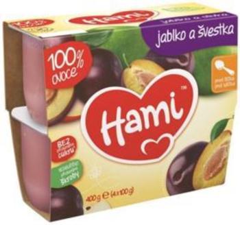 HAMI 100% ovocia slivka a jablko 4 x 100g,HAMI Príkrm ovocný 100% ovocia slivka a jablko 4x100g