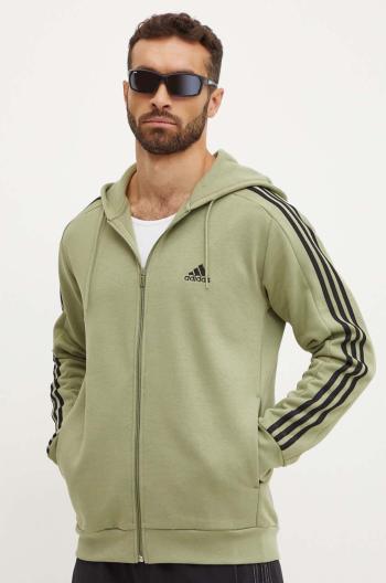 Mikina adidas Essentials pánska, zelená farba, s kapucňou, s nášivkou, JE0341