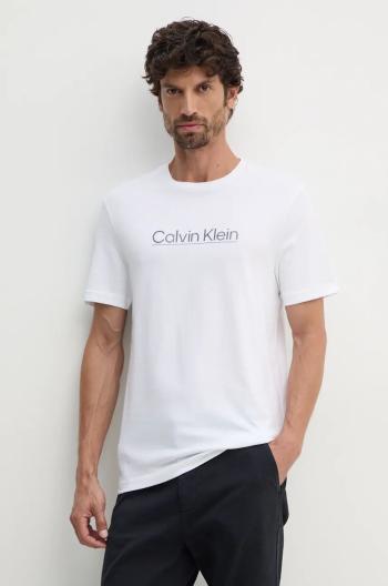 Bavlnené tričko Calvin Klein pánske, biela farba, s nášivkou, K10K113587