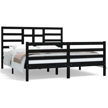Rám postele čierny masívne drevo 160 × 200 cm, 3105874