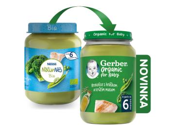 GERBER Organic brokolica s hráškom a morčacím mäsom 190 g