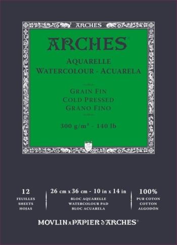 Arches Watercolour Cold Pressed Pad Natural White 36 x 26 cm 300 g Skicár