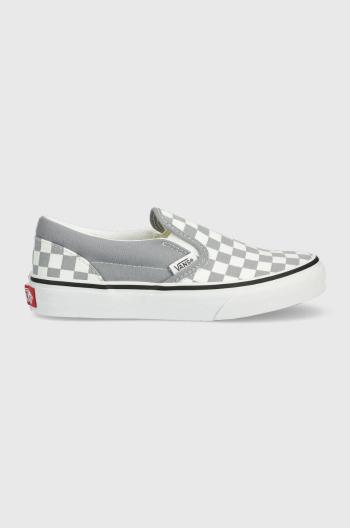 Detské tenisky Vans UY Classic Slip On CTHR CHBD TRDWN šedá farba