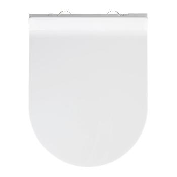 Biele WC sedadlo s jednoduchým zatváraním Wenko Habos, 46 × 36 cm