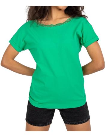 Zelené klasické tričko salma zdobené čipkou vel. M
