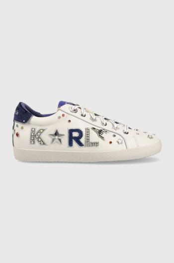 Kožené tenisky Karl Lagerfeld KL60118 SKOOL biela farba