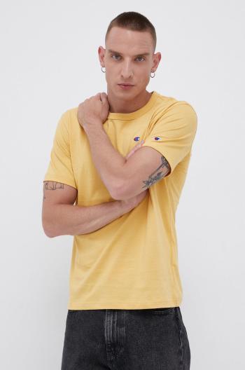 Bavlnené tričko Champion 216545 žltá farba, jednofarebné