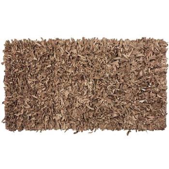 Béžový shaggy kožený koberec 80 × 150 cm MUT, 57765 (beliani_57765)