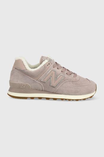 Kožené tenisky New Balance Wl574lw2 ružová farba,