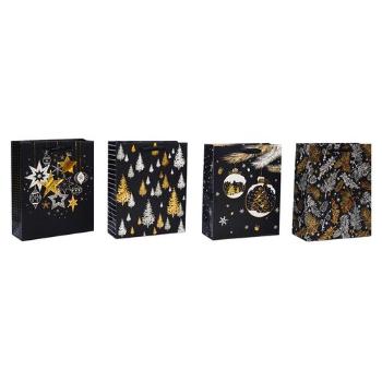 Sada vianočných darčekových tašiek 4 ks, čierna, 26 x 32 x 10 cm