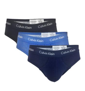 CALVIN KLEIN - 3PACK Cotton stretch modré, tmavomodré a čierne slipy -L (91-96 cm)
