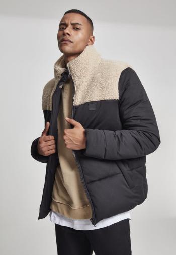 Urban Classics Sherpa Mix Boxy Puffer Jacket blk/darksand - S