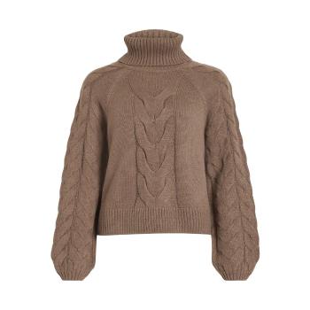 Vila  VIOA L/S CABLE ROLLNECK KNIT TOP/PB 14087553  Svetre Hnedá