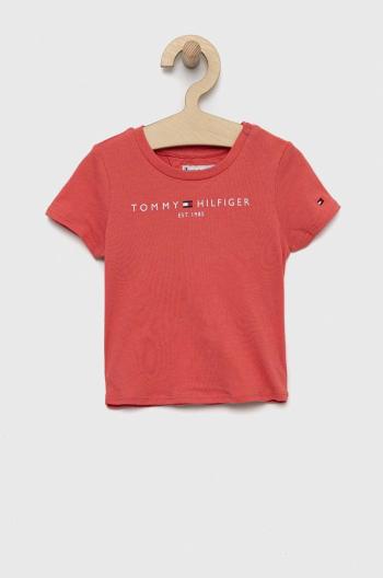 Detské bavlnené tričko Tommy Hilfiger ružová farba,