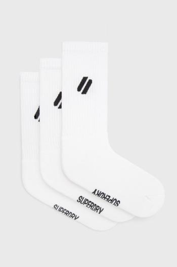 Ponožky Superdry (3-pak) pánske, biela farba