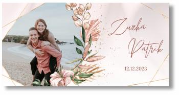 Svadobný banner s fotkou - Lovely pink Rozmer banner: 130 x 260 cm