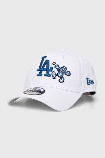 Bavlnená šiltovka New Era biela farba, s nášivkou, LOS ANGELES DODGERS