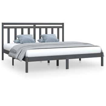 Rám postele sivý masívne drevo 180 × 200 cm Super King, 3105267