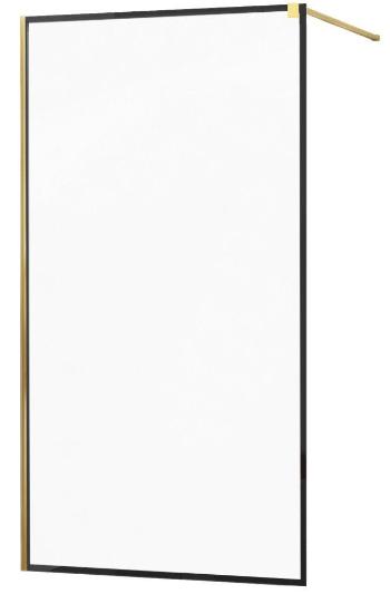 MEXEN/S - KIOTO Sprchová zástena WALK-IN 60x200 cm 8 mm, zlatá, čierny profil 800-060-101-50-70