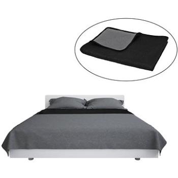 Obojstranná prešívaná prikrývka na posteľ 170 × 210 cm sivo-čierna